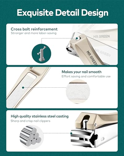 MR.GREEN 3Pcs Nail Clipper Set, Portable Anti-Splash Nail Clippers Care Kit - color: Classic Brown