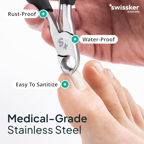 Swissker by Swissklip Heavy Duty Toenail Clippers for Seniors & Thick Nails