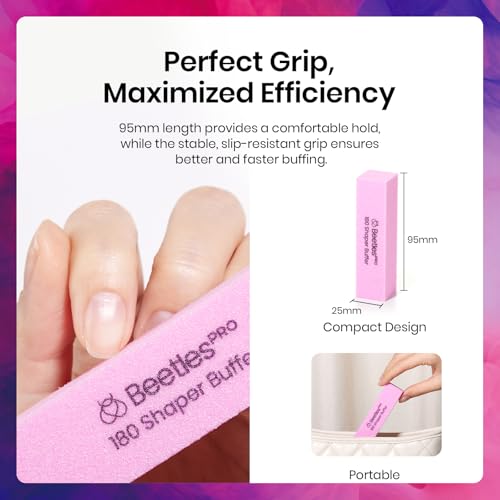 Beetles Pro Nail Buffer Sanding Block 50 Pcs 180 Grit Polisher Buffing File - color: B-pink-50