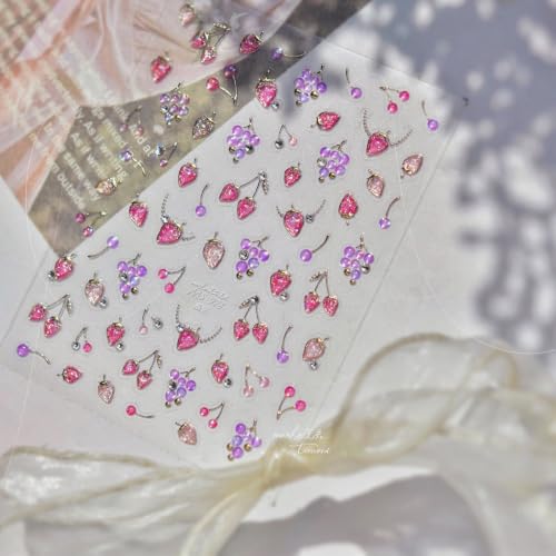 5D Embossed Nail Stickers, Premium Salon-Quality Self-Adhesive 3D Nail Art Decals, Refined Classic Designs for Easy DIY Manicure (Crystal Fruit) - color: Crystal Fruit