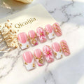 Handmade Press on Nails Medium Square White French Tip Fake Nails - color: style3