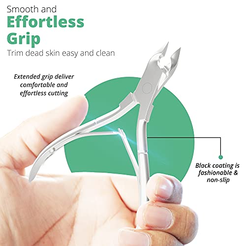 Professional Cuticle Trimmer & Nippers, Stainless Steel Nail Care Tool - color: Silver Nipper With Pusher - Pack 1
