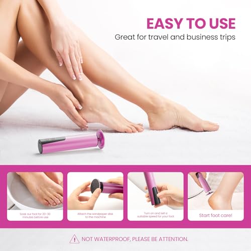 Electric Foot Callus Remover 6 Speed Adjustable for Women Mom Lover - color: Rose Pink