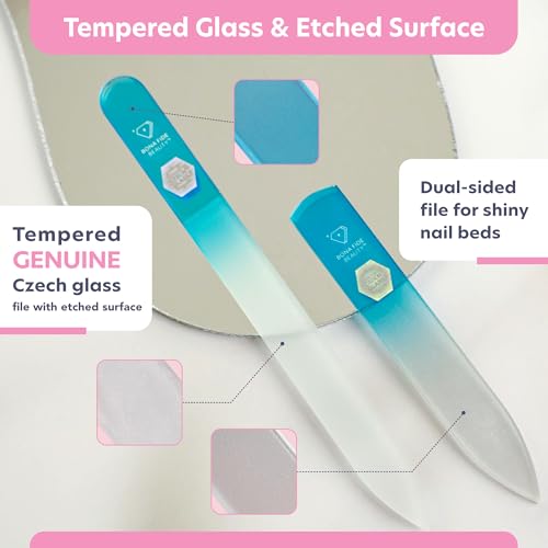 Bona Fide Beauty Czech Glass Nail File and Shiner Duo Set (Aqua) - color: Aqua