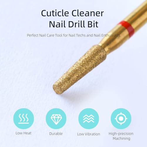 2mm Tapered Cuticle Clean Nail Drill Bit, Titanium Coating Series Russian Diamond Nail Bits Professional Safety Under Nail Cleaner for Cuticle Dead Skin, Electric Nails Accessories, Fine - color: 2mm Small Tapered Cuticle Bit, size: Fine - F
