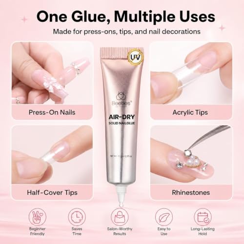 Beetles Semi Solid Nail Glue, 10g Super Strong Nail Glue for Press Ons - color: 00 - Solid Clear