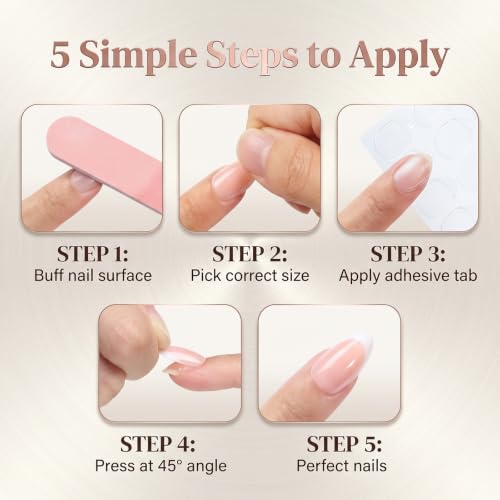 Press on Nails Short French Tip Almond Acrylic Press On Fake Nails 32pcs