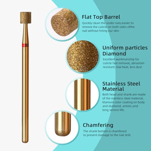 4mm Barrel Cuticle Clean Nail Drill Bit, Titanium Series Russian Diamond Nail Bits Professional Safety Under Nail Cleaner for Cuticle Dead Skin, Electric Nails Accessories, Fine - color: 4mm Barrel Cuticle Bit, size: Fine - F