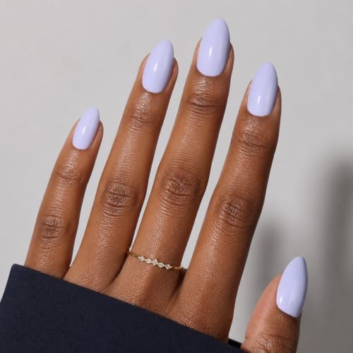 Purple Press On Nails Almond - Solid Purple Nails Fake Nails - color: 5B - Dusty Lavender