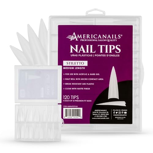 Americanails Nail Tips - Stiletto 120ct - color: Stiletto, size: 120 Nail Tips