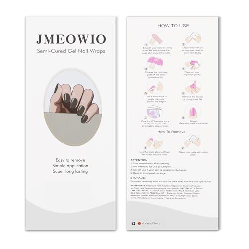 JMEOWIO Semi Cured Gel Strips Nail Art Sticker Wrap Brown - color: Brown