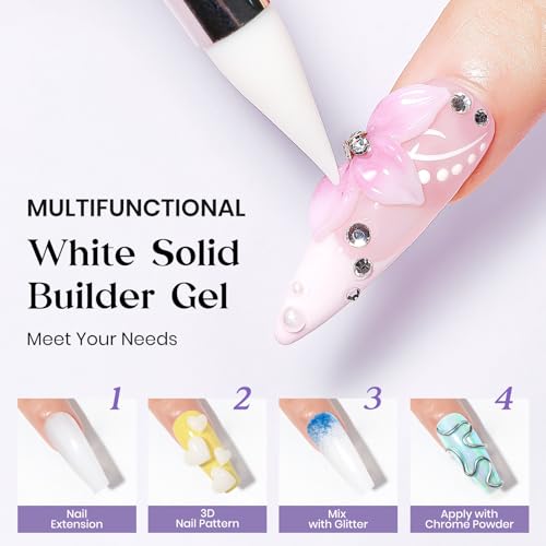 MIZHSE Solid Builder Gel, Non-Sticky White Sculpting Gel for Nails - color: 15g White