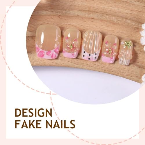 RTKHFZE Short Press on Nails Square Fake Nails 3D Flower Nails Press Ons - color: Style-36