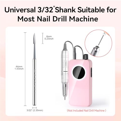 Makartt Flame Cuticle Nail Drill Bit - 3/32" Shank Tungsten Carbide Bit - size: Silver -Pointed