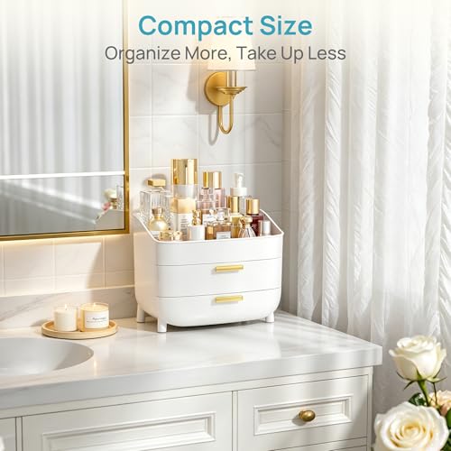 Vtopmart 3-Tier Skincare Makeup Organizer with Drawers, White - color: White, size: No Lid