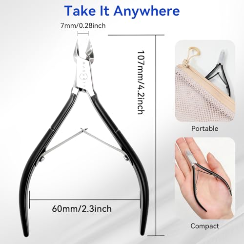 Makartt 2-Pack 7mm Black Cuticle Nipper, Full-Jaw Trimmer, Dual-Spring - size: 2pcsBlack Cuticle Nippers