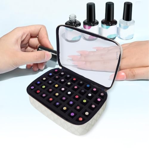 2 Pcs Small Clear Nail Polish Organizer Holds 80 Bottles Nail,Beige - color: Beige-Clear-2 pcs
