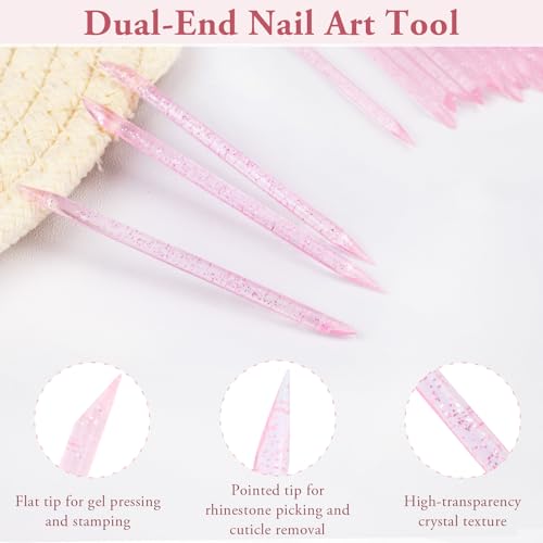 Dual-Ended Cuticle Pushers & Cleaning Tools for Manicure/Pedicure 100 PCS Pink Disposable Nail Sticks