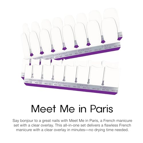 Color Street - Meet Me in Paris - 16 French Tips & 16 Clear Nail Strips - color: Meet me in Paris