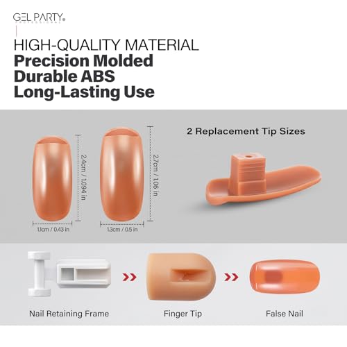 GELPARTY 200 Brown Nail Tips for Practice Hand, Replacement Training Tips