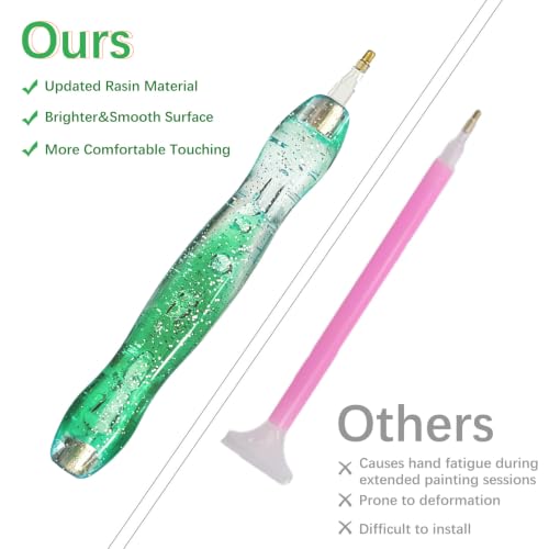 CXJINZE 9 Pcs Plastic 5D Diamond Art Pens Kit with 5 Nibs Stylus Tool,Green - color: Green-9pcs