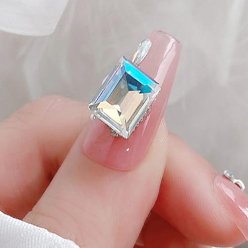 48 Pcs Big Mix Sizes Different Shape Nail Rhinestones 12 Styles 3D Glass Crystals Diamonds Love Distorts Heart Super Shiny Charms Gems Stones DIY Nail Art Decoration Craft Jewelry (Sparkle White) - color: Sparkle white