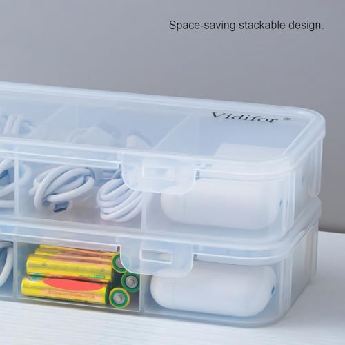 Vidifor 2-Pack Clear Small Organizer Box for Crafts, Snack, Beads Earrings, Screws, Nail, Pins (2, Small) - size: Small