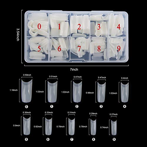 Abodhu Acrylic Natural Nail Tips Kit 500 Pcs French Tip Nails Set