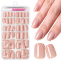 Short Pink Press on Nails Square Fake Nails Press ons Pink Glue Nails-K - color: Ash Pink