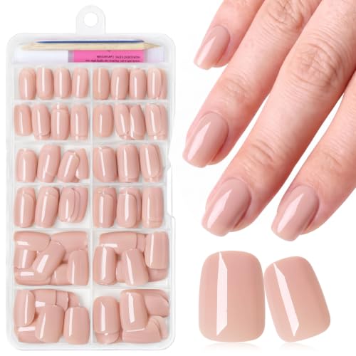 Short Pink Press on Nails Square Fake Nails Press ons Pink Glue Nails-K - color: Ash Pink