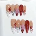 Handmade Fall Press On Nails Long Almond French 10Pcs - color: color02