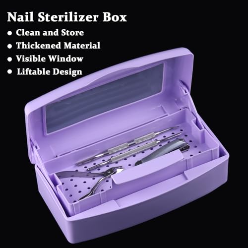 SUTOKAKA Nail Tool Sterilizer Box Plastic Disinfectant Container, Purple - color: Liftable Purple