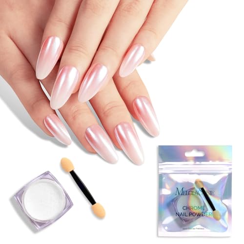 MelodySusie White Chrome Nail Powder for Gel Nails - color: White
