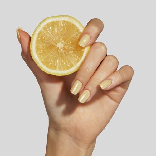 LAMIMOSA 32Pcs Chrome Butter Yellow Press On Nails Short Square, BUTTER - color: BUTTER