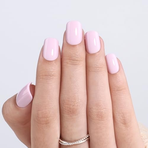 Pink Press On Nails Square - Pink Short Square Fake Nails - color: 1G - Girly Pink