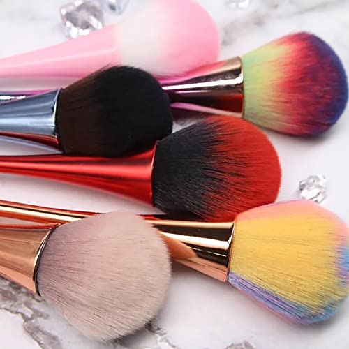 2Pcs Nail Dust Brush Acrylic Nail Brush Cleaner Nail Brushes for Cleaning Dust Large Dip Powder Brush Makeup Blush Brush Manicure Remover Brush Nail Art Tools (Red+Black) - color: Red+Black