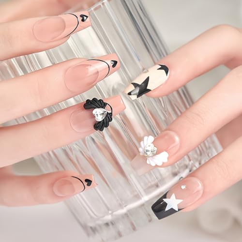 300Pcs Wings Nail Charms Angel Wings Nail Rhinestones Mini Wings Nail Gems 3D Mixed Colors Black White Angel Wings Nail Supplies Cute Wings Nail Jewels for DIY Crafts Jewelry Making - color: black