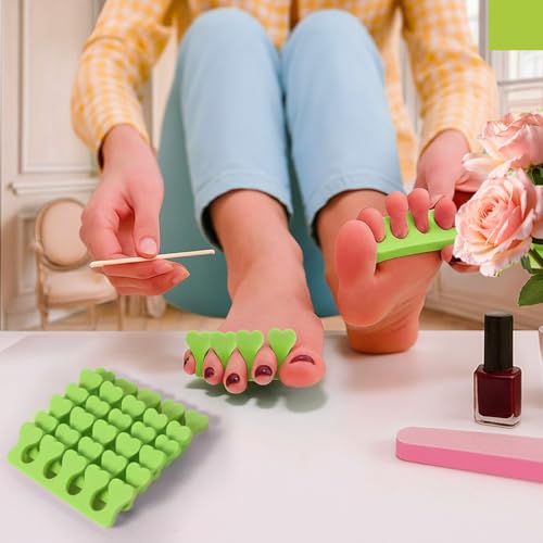 100 Pcs Sponge Toe Separators Soft Finger Separators Premium Pedicure Tool Kit Flexible Toe Divider Spacer for Polishing Pedicure Manicure Coating Nail Art Beauty Accessories (green) - color: green