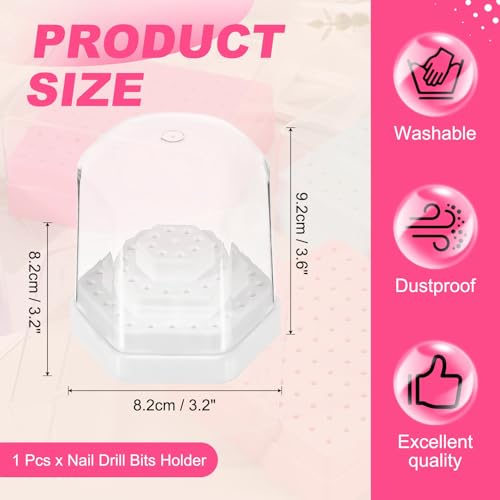 uxcell Nail Drill Bits Holder 48 Holes Large Space Drills Cleaning White - color: White