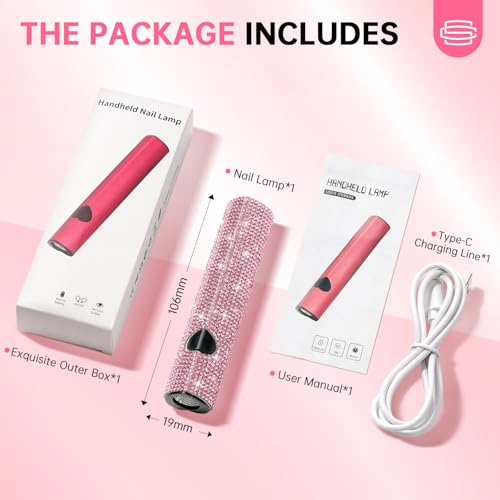 UV Light for Gel Nails, Handheld UV Nail Lamp - color: B-pink Diamond
