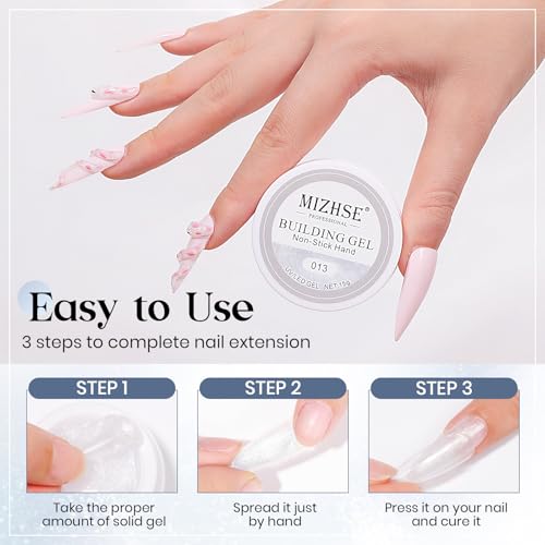 MIZHSE Solid Builder Gel, Aurora White Non-Sticky Hand Sculpting Gel for Nails, Mermaid Pearl 3D Nail Art Building Carving Modeling Hard Extension Soak Off U V LED Manicure Salon Home DIY 15g - color: 15g Aurora White