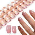 120Pcs Natural Nude Pink White French Press on Nails Square Fake Nail, Full Cover Glossy 5 Designs False Nails Acrylic Glue on Nails with 5 Sheets Adhesive Tabs for Women Girls Finger Christmas Nails - color: Natural Nude Pink Square