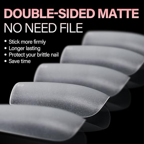 AILLSA Medium Square Nail Tips 450PCS Full Cover Nail Tips Matte Acrylic
