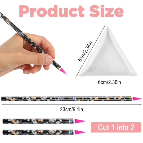 10pcs Wax Pencil for Rhinestones with Tray 5 Rhinestone Pen Picker Tool Kit Self Adhesive Picker Pencil Nail Dotting Wax Pen and 5 Rhinestones Trays Tools for Nail Art Painting