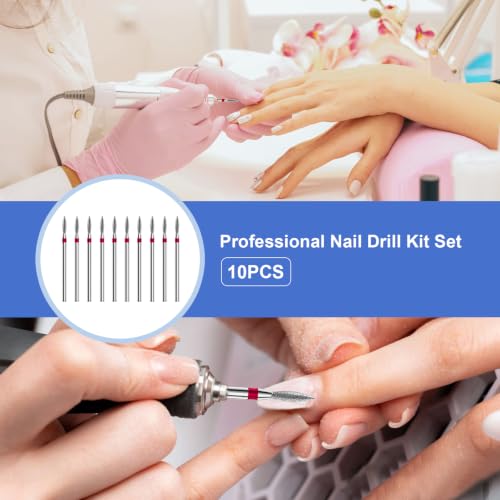 3/32'' 10Pcs Nail Drill Bits Set Diamond for Electric Nail File Kit - color: 10Pcs Flame Diamond Bits Sets