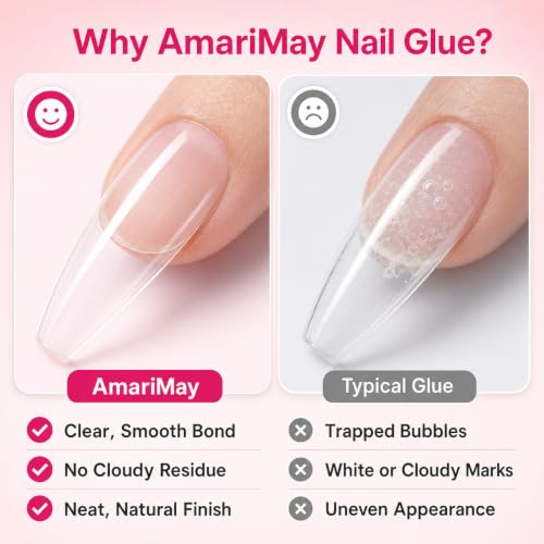 Nail Glue for Press On Nails, 8ml *4, Nail Tips & Acrylic Nails Nail Bond, Brush On Glue for Press Ons, Tips & Acrylics - Long Lasting, Maximum Strength, Mess-Free Application