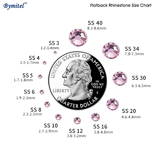 2880PCS Art Nail Rhinestones Non Hotfix Glue Fix Round Crystals Glass Flatback for DIY Jewelry Making with one Picking Pen (ss4 2880pcs, Lt. Rose) - color: Lt. Rose, size: ss4 2880pcs