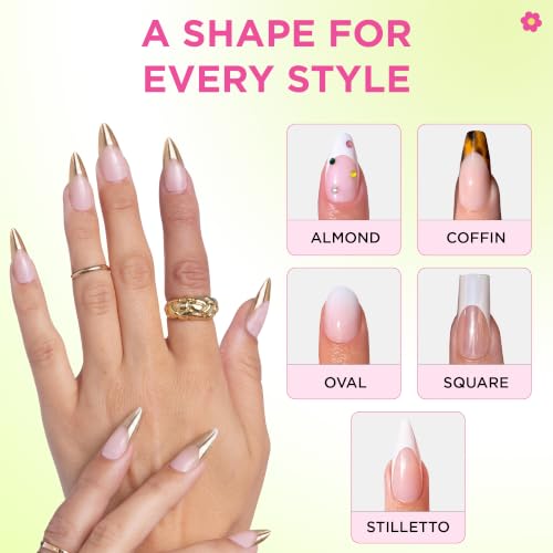 PaintLab Gold Chrome French Press On Nails, Stiletto, 30pcs Nail Kit - color: Gold Chrome Stiletto