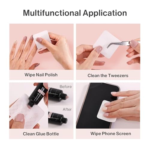 MelodySusie 1050PCS Lint Free Nail Wipes with Acetone Pump Bottle - size: 1051pcs