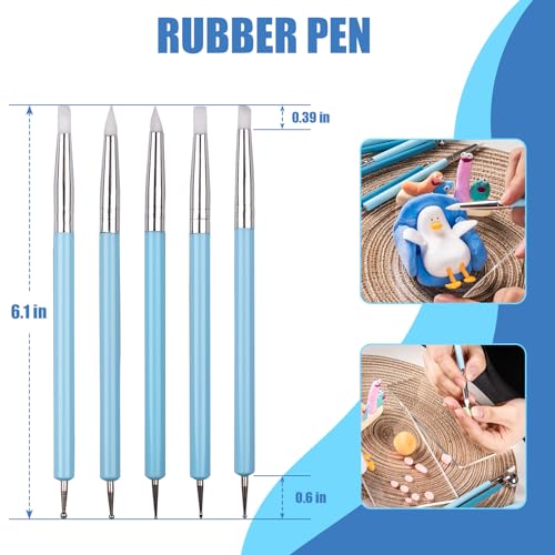 Dotting Tools, Silicone Clay Sculpting Tool, Ceramic Clay Ball Stylus Dot Painting Tools, Pottery Embossing Tool for Rock, Nail, Blending, Drawing, Modeling